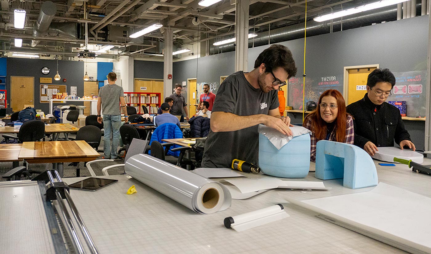 The "Wearables" Team constructing their final product.